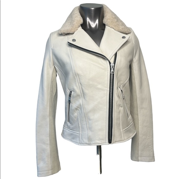 Ugg Australia Andee Leather Cycle Jacket NWT Sz Sm # motorcycle sheep - Picture 4 of 8